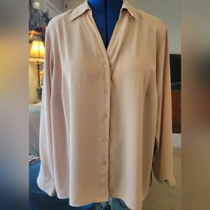 Notations Tan Button-down Blouse Sz 1X